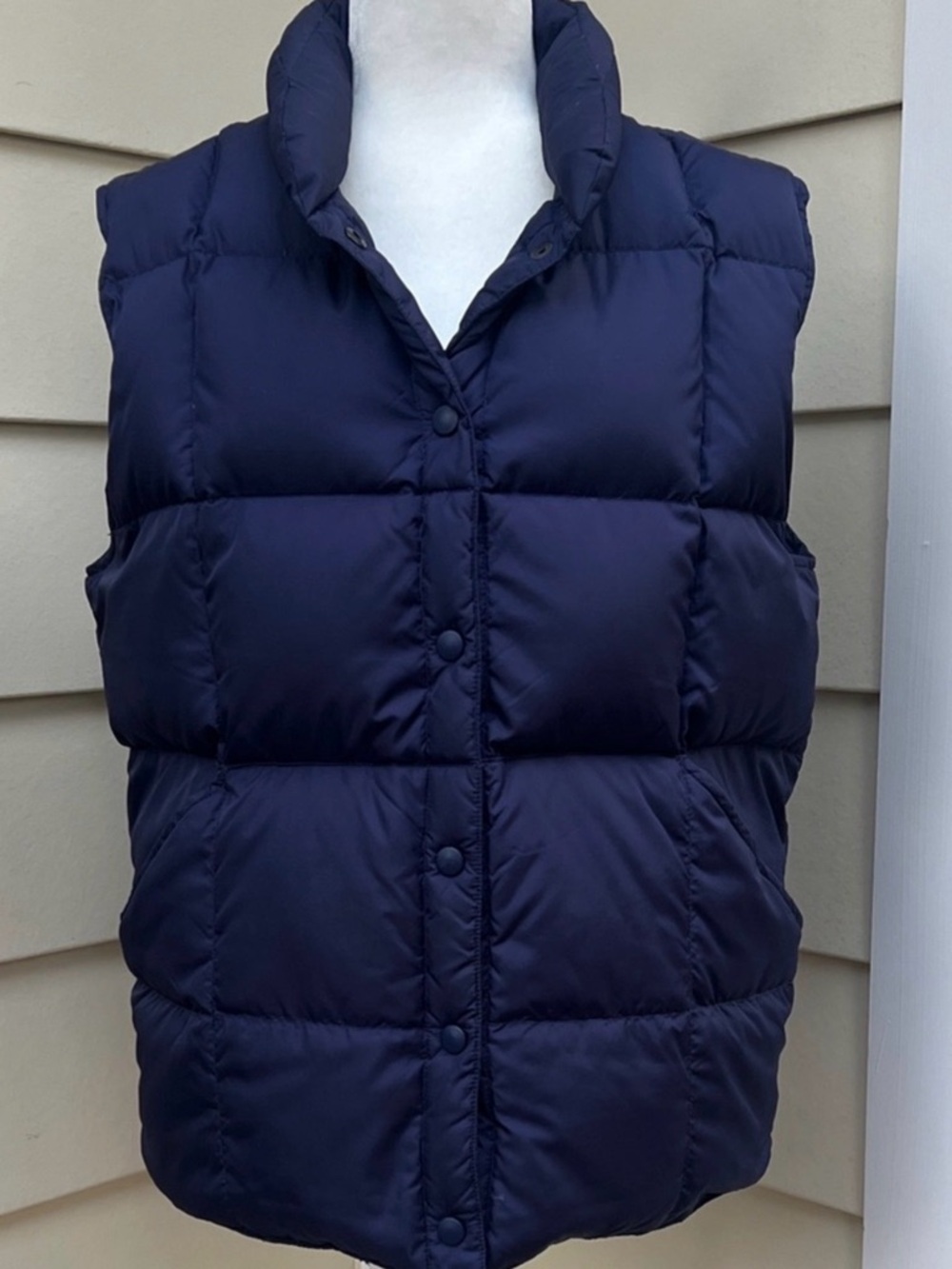 Lands' End Navy Quilted Puffer Vest - Women's Sleeveless Coat